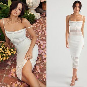 HOUSE OF CB 'Gia' Ivory Dainty Knit Midi Dress NWOT